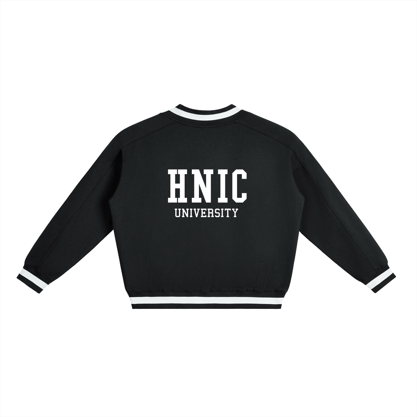 Head Nigga in Charge University V-Neck Contrast Collar Boxy Sweatshirt