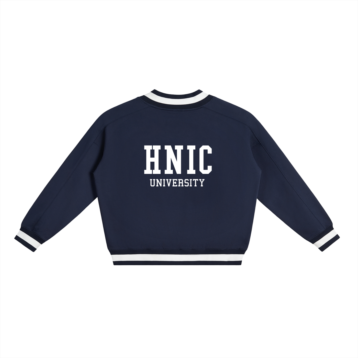 Head Nigga in Charge University V-Neck Contrast Collar Boxy Sweatshirt