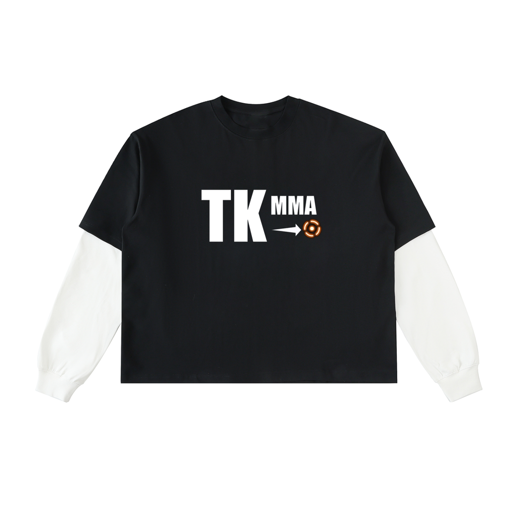 Layered Contrast Sleeve Cotton T-Shirt